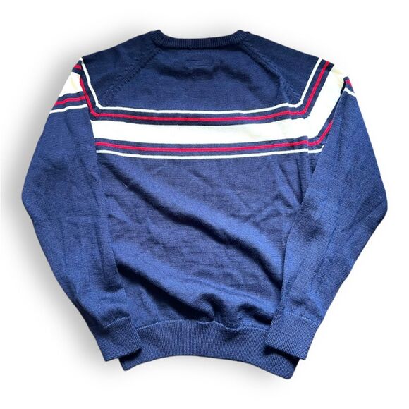 GANT Mens Wool Navy Blue Sweater Crewneck Long Sleeve Pullover Stripe Size L - Picture 2 of 10